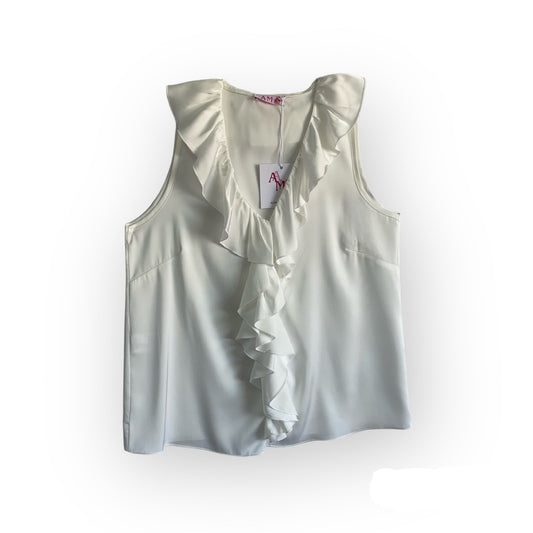 Top Elegante In Raso Bianco Smanicato