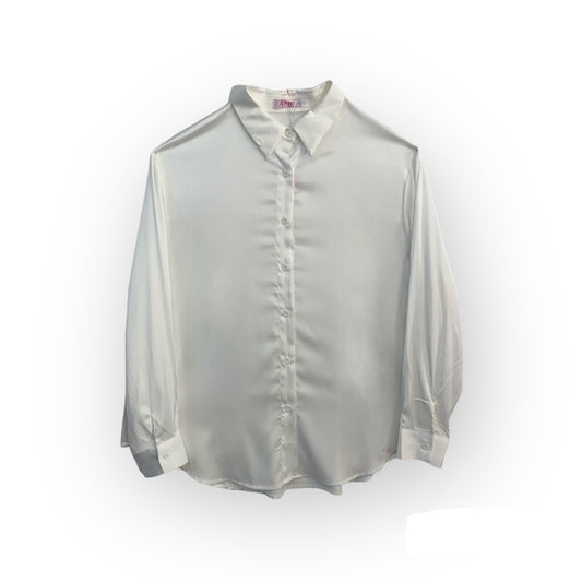 Camicia Elegante In Raso Bianco A Maniche Lunghe